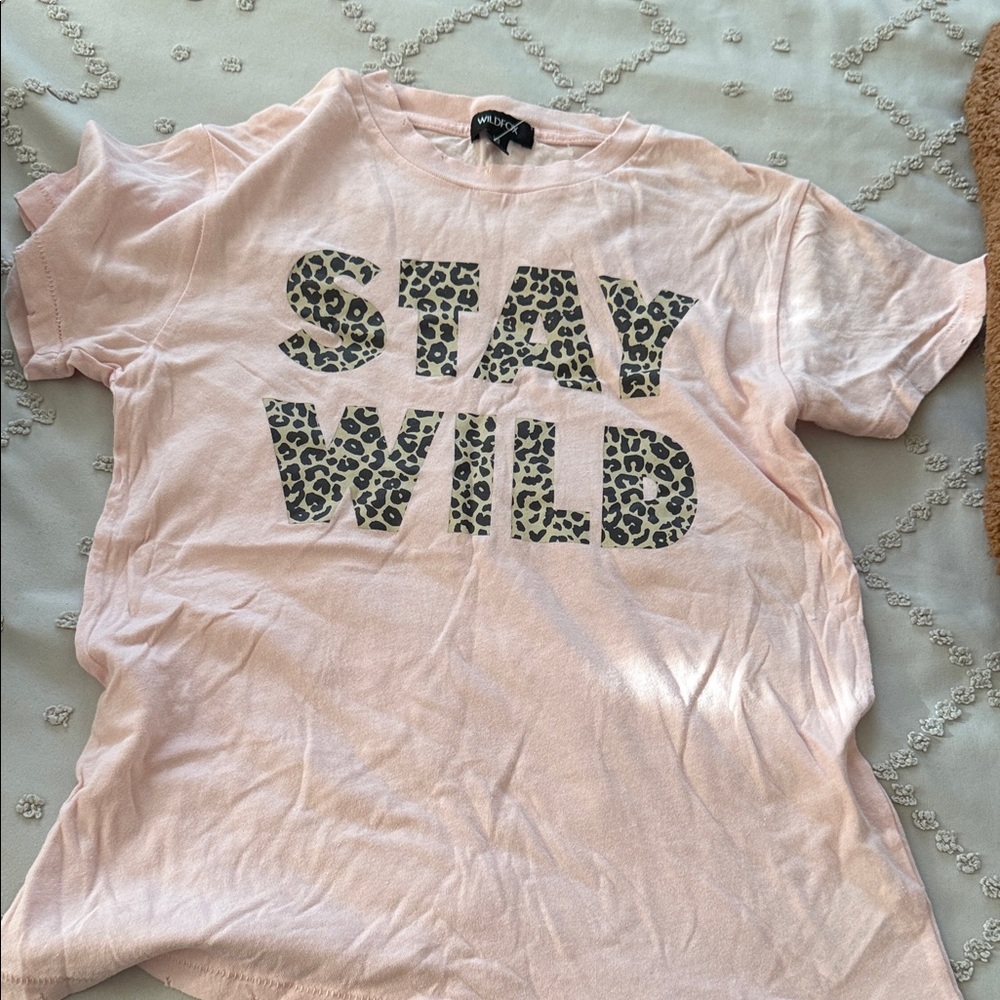 Wildfox Blush Graphic Tee with Leopard Print